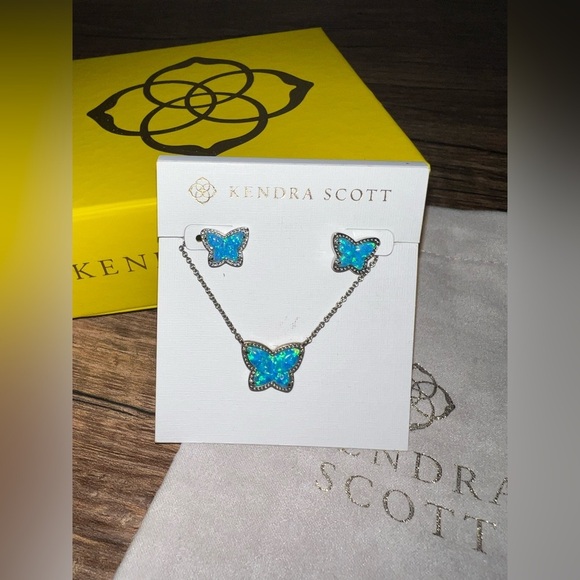 Kendra Scott Lillia Butterfly Necklace & Earrings Set | Turquoise Opal| W/box - Picture 1 of 2